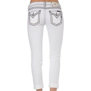 Miss Me White Cuffed Skinny Jean Black Stitching RARE Size 26 NWOT